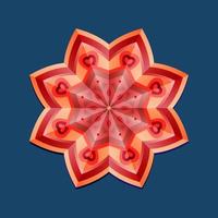 Dies ist ein rotes geometrisches polygonales Mandala in Form eines Sterns mit einem orientalischen Blumenmuster vektor
