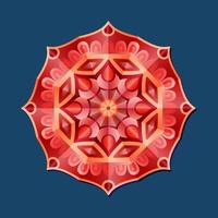 detta är en röd geometrisk polygonal mandala med ett orientaliskt blommönster vektor