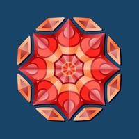 detta är en röd sammansatt geometrisk polygonal mandala med ett orientaliskt blommönster vektor