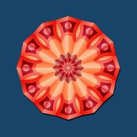 detta är en röd geometrisk polygonal mandala med blommönster vektor