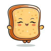 süß komisch Toast tun Yoga Charakter. Vektor Hand gezeichnet traditionell Karikatur Jahrgang, retro, kawaii Charakter Illustration Symbol. isoliert auf Weiß Hintergrund. geschnitten Toast Brot entspannen Charakter