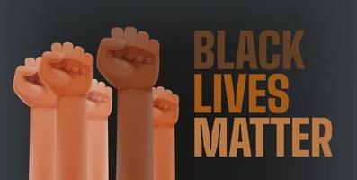 svarta liv betyder något. olika hudfärger på nävar upp i luften i protest vektor