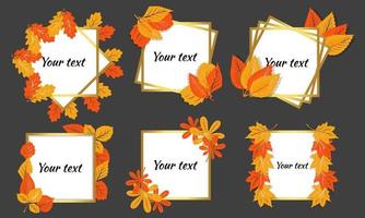 ram för text ram design med löv kan du skriva din egen text inbjudningar vykort tecknad stil vektor
