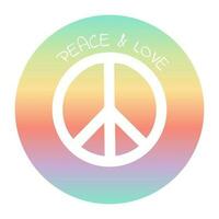 Hintergrund im Hippie Stil mit Regenbogen Gradient und Frieden Zeichen vektor