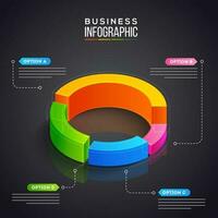 3d Kuchen Diagramm im vier Wachstum Schritte zum Geschäft Infografiken Konzept. vektor