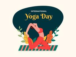 abstrakt Jahrgang Stil Poster oder Banner Design zum International Yoga Tag Feier. vektor