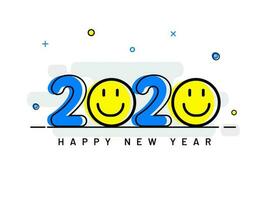 kreativ 2020 text med smiley emoji på vit bakgrund kan vara Begagnade som Lycklig ny år hälsning kort design. vektor