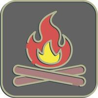 Symbol Lagerfeuer. Camping und Abenteuer Elemente. Symbole im geprägt Stil. gut zum Drucke, Poster, Logo, Werbung, Infografiken, usw. vektor