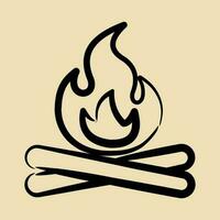 Symbol Lagerfeuer. Camping und Abenteuer Elemente. Symbole im Hand gezeichnet Stil. gut zum Drucke, Poster, Logo, Werbung, Infografiken, usw. vektor