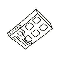 isoliert Gekritzel Schokolade Bar schwarz und Weiß. Gliederung Vektor Illustration. Symbol Süßigkeiten Konzept.