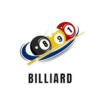 enkel biljard logotyp mall illustration med biljard bollar och pinnar, design för biljard företag. vektor