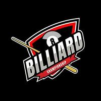 einfach Billard Logo Vorlage Illustration mit Billard- Bälle und Stöcke vektor