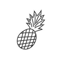 ananas klotter hand dragen linje konst illustration skiss. ananas svart dragen frukt. vektor