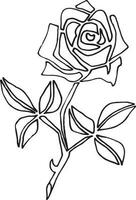 Rose, Hand gezeichnet Vektor Illustration, Blumen- Linie Zeichnung, einstellen von einfarbig Blume, Linie Kunst, schwarz und Weiss, Illustration, Vektor