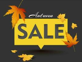 Herbst Verkauf Banner oder Poster Design mit Ahorn Blätter dekoriert auf grau Hintergrund. vektor