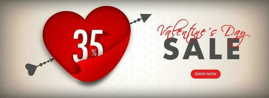 locken Papier Stil Herz gestalten mit 35 Rabatt Angebot zum Valentinstag Tag Verkauf Banner oder Poster Design. vektor