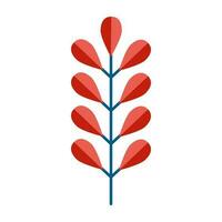 enkel minimalistisk blå grön gren med röd löv. blommig samling av elegant växter för säsong- dekoration . stiliserade ikoner av botanik. stock vektor illustration i platt stil