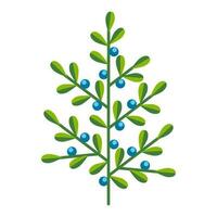 Grün Ast von Blaubeere mit Blau Beeren einfach minimalistisch. Blumen- Sammlung von bunt elegant Pflanzen zum saisonal Dekoration. stilisiert Symbole von Botanik. Lager Vektor Illustration