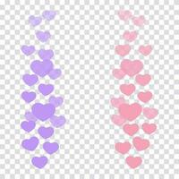 en uppsättning av gillar i de leva ström är en flygande upp ikon hjärta. de gillar användare disken för uppkopplad videoklipp. lila och rosa hjärtan i modern pastell färger. vektor illustration för social media