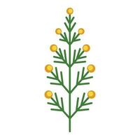 enkel minimalistisk ljus grön gren med löv och gul bär. blomma samling av färgrik växter för säsong- dekoration . stiliserade ikoner av botanik. stock vektor illustration i platt stil