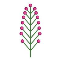 enkel minimalistisk ljus grön gren med rosa bär. blomma samling av färgrik växter för säsong- dekoration . stiliserade ikoner av botanik. stock vektor illustration i platt stil