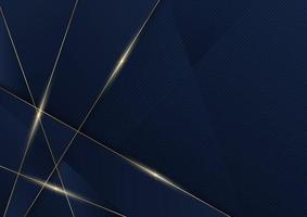 blauer geometrischer diagonaler Hintergrund der abstrakten Schablone mit Luxusart der goldenen Linie vektor