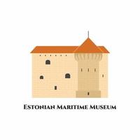 det estniska sjöfartsmuseet i det feta margarettornet i Tallinns gamla stad. detta museum presenterar historien om fartyg och navigering i estland. denna plats värt ett besök. vektor platt illustration
