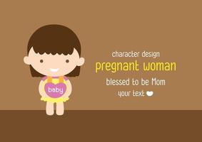 gravid kvinna karaktär vektor design glad mamma