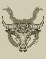 illustration tjur huvud taurus zodiaken symbol på svart bakgrund vektor