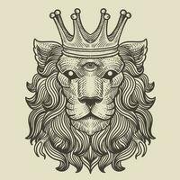 Illustration Löwe König drei Augen auf schwarz Hintergrund vektor