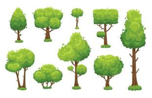 tecknad serie grön träd. miljö- skog eller parkera träd isolerat för vektor illustration bakgrund