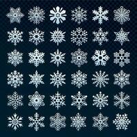 Schneeflocken Silhouette. Winter Schnee Symbol, Eis Schneefall und kalt Schneeflocke isoliert Vektor Symbol einstellen