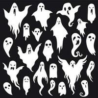 Halloween Geister. gespenstisch Monster- mit Boo unheimlich Gesicht. gespenstisch Geist eben Vektor Symbol einstellen