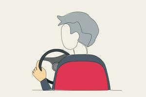 farbig Illustration von ein zurück Aussicht von ein Mann Fahren ein Auto vektor