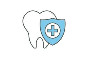 Dental Pflege Symbol. gesund Zähne und Schild, Versicherung Symbol. zwei Ton Symbol Stil Design. einfach Vektor Design editierbar.