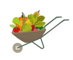 Garten Schubkarre mit Gemüse und Früchte Vektor Illustration