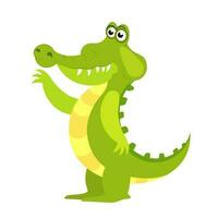 freundlich süß Grün Krokodil Charakter. Aligator eben Vektor Karikatur Illustration. komisch wild Tier isoliert auf Weiß Hintergrund