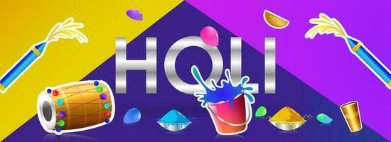 holi Festival Elemente dekoriert Header oder Banner Design. vektor