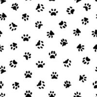 Katzen Pfote drucken. Katze oder Hund Pfoten Schritte Drucke, Haustiere Fußabdrücke und Tier gedruckt Schritt Spuren nahtlos Muster Vektor Hintergrund