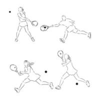 Silhouetten von Tennisspielern Tennisspieler Rasentennis Vektor Skizze Illustration
