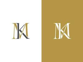 Prämie Vektor Brief mk Logo mit Krone Vektor, schön Logo Design zum Luxus Unternehmen Branding. elegant Identität Design im Gold Farbe.