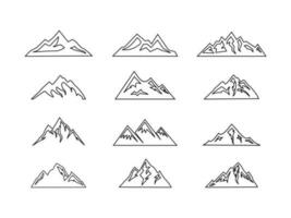 Berg einstellen Vektor Symbol, Berg Linie Kunst Symbol einstellen isoliert auf Weiß Hintergrund