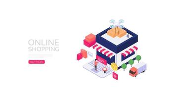 isometrisches Online-Shopping vektor
