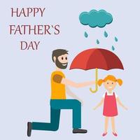 Grußkarte für Papa ein Mann hält einen Regenschirm über seiner Tochtervektorillustration im flachen Stil vektor