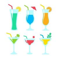 vektor cocktailglas färgglada alkoholhaltiga juice hjälper till att hålla sig fräsch på den varma sommaren