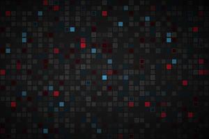 schwarzer abstrakter Hintergrund mit verschiedenen transparenten Quadraten rotes blaues und graues Mosaik sehen moderne Vektorillustration aus vektor