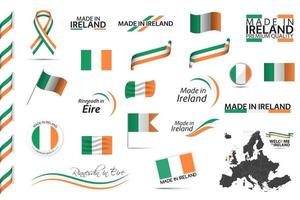 großer Vektorsatz irischer Bänder Symbole Symbole und Flaggen isoliert auf einem weißen Hintergrund gemacht in Irland Premium-Qualität irische nationale Trikolore Satz für Ihre Infografiken und Vorlagen vektor