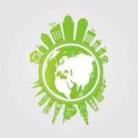 Grüne Städte helfen der Welt mit umweltfreundlichen Konzeptideen vektor