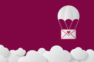 Valentinstag Luftballons in einem herzförmigen Fliegen über Wolken vektor