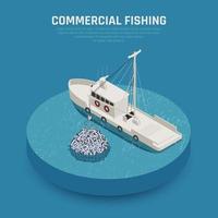 kommersiellt fiskefartyg bakgrund vektorillustration vektor